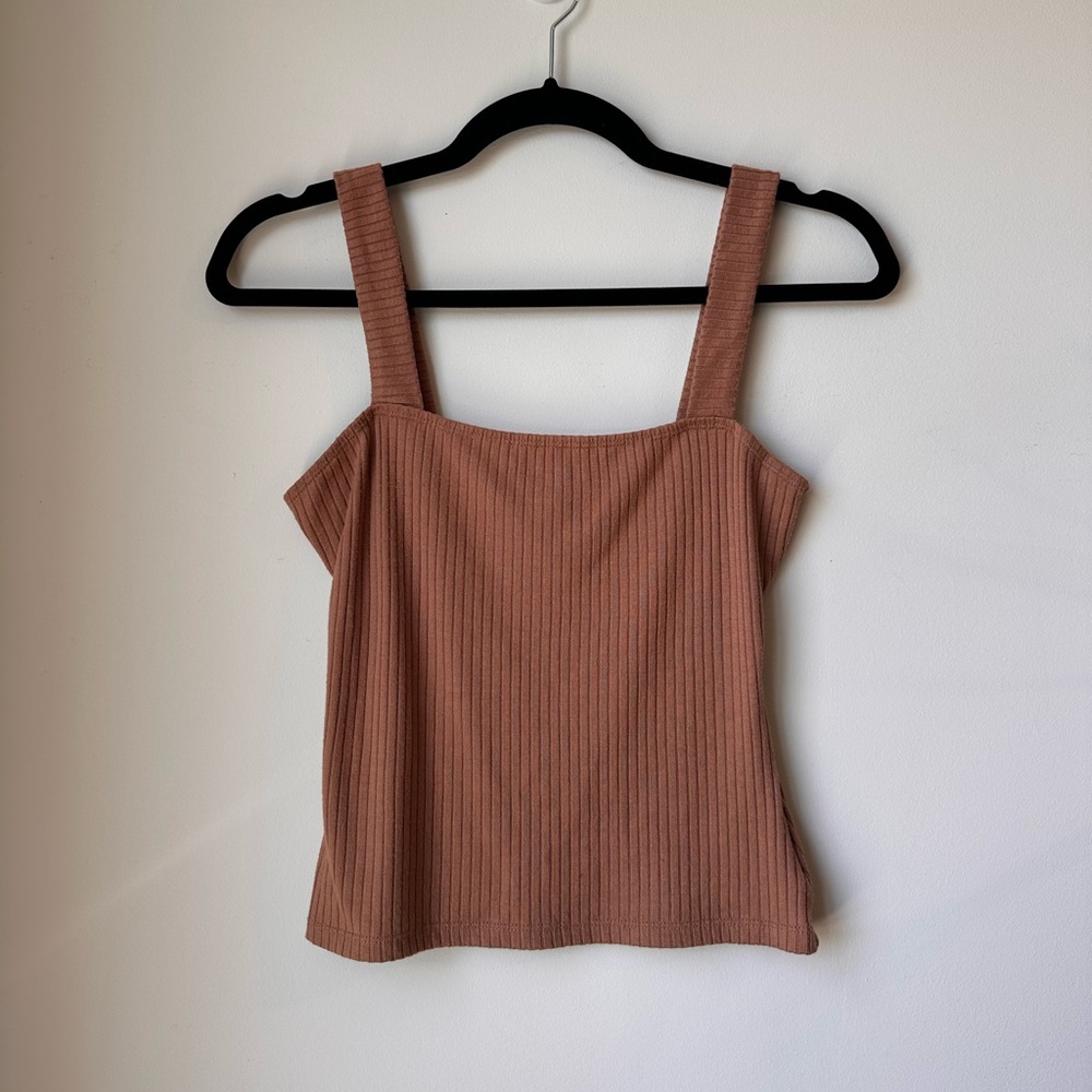 Kourt Brown Ribbed Tank Top - Sasha Top in Camel by Few Moda